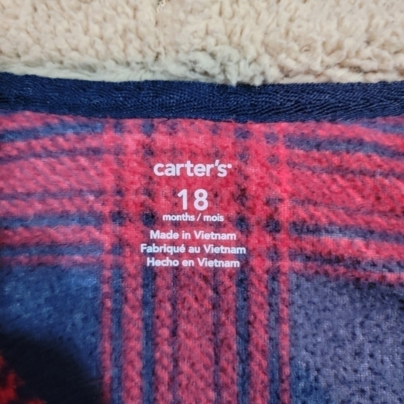 CARTERS Mountain Wilderness Guide Hooded Fleece Jumpsuit Plaid Size 18 Months - Picture 4 of 5